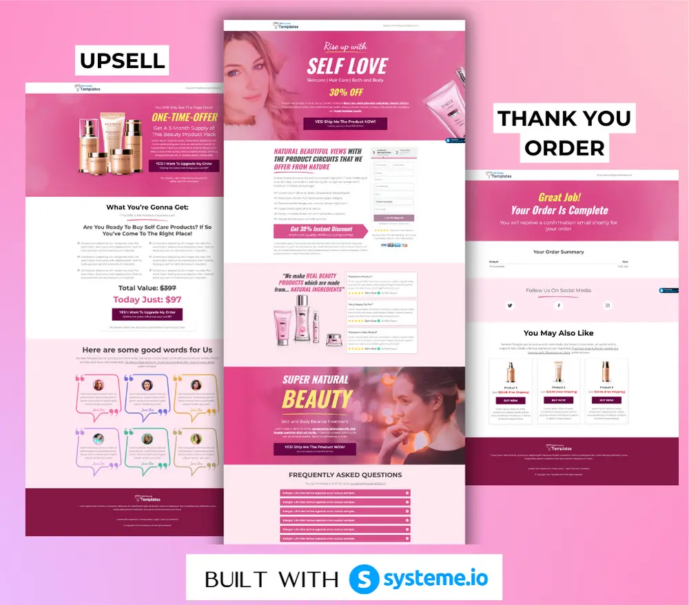 beauty sales funnel template systeme.io